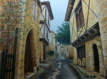 Dessin intitulée "Saint Cirq La Popie…" par Michel Guillet, Œuvre d'art originale, Pastel