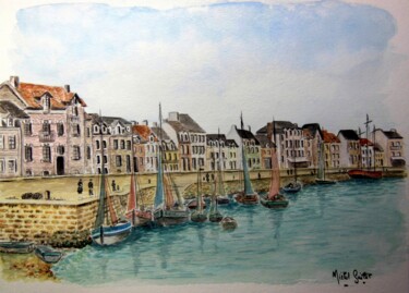 Peinture intitulée "Le pouliguen 1930 -…" par Michel Guillet, Œuvre d'art originale, Aquarelle