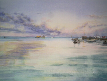 绘画 标题为“Leeman Jetty Wester…” 由Scally Art, 原创艺术品, 水彩