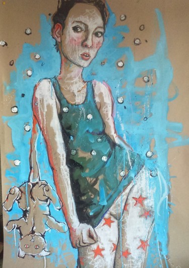 Peinture intitulée "empreintes de mains…" par Catherine Cornec, Œuvre d'art originale, Huile