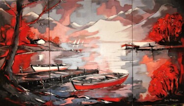 Peinture intitulée "Ariège : Calme au b…" par Jacky Dumergue, Œuvre d'art originale, Huile