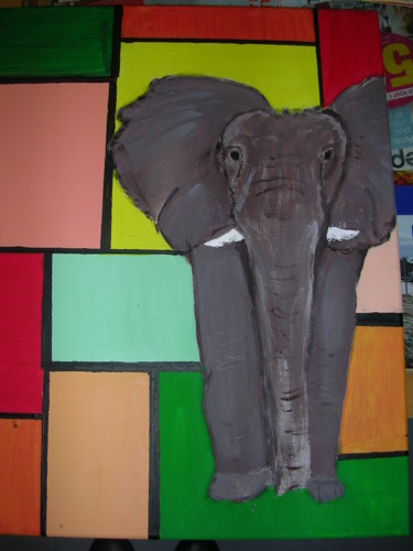 Peinture intitulée "l elephant" par Serge Fiorato, Œuvre d'art originale, Acrylique