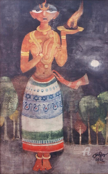 Prakriti (Mother Nature ) Painting titled "Prakriti (Mother Na…" by Prodip Kumar Sengupta, Original Artwork, Watercolor