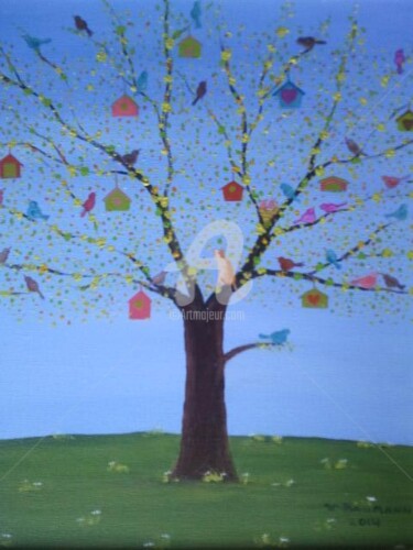 auprès de mon arbre Peinture intitulée "auprès de mon arbre" par Jo Baumann, Œuvre d'art originale, Acrylique