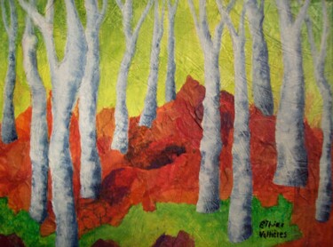Peinture intitulée "Au bouleau" par Nicole Ethier-Vallières, Œuvre d'art originale, Acrylique