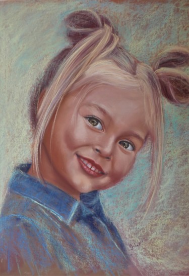 Petite demoiselle 2 Peinture intitulée "Petite demoiselle 2" par Gisel', Œuvre d'art originale, Pastel