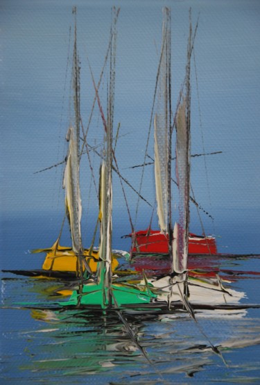Peinture intitulée "Voiliers-586" par Patrice Butel, Œuvre d'art originale, Huile