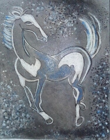 cheval chinois Peinture intitulée "cheval chinois" par Dominique Bertrand, Œuvre d'art originale, Pastel