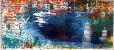 Phares sur la mer profonde Peinture intitulée "Phares sur la mer p…" par Dominique Bertrand, Œuvre d'art originale, Acrylique Monté sur Carton