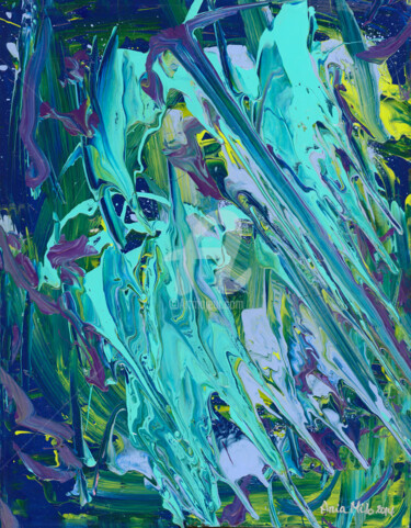 Aqua Blue Act of Color Painting titled "Aqua Blue Act of Co…" by Ania M Milo, Original Artwork, Acrylic