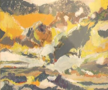 Peinture intitulée "montagne l'ete" par France Turbang, Œuvre d'art originale, Huile