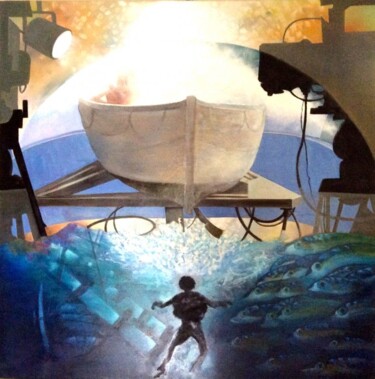 Peinture intitulée "L'ODYSSEE de PI" par Catherine Chesneau, Œuvre d'art originale