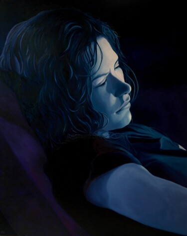 Painting titled "Relax in Blue" by Peter Seminck, Original Artwork, Oil