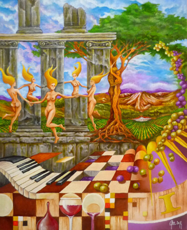les amours hallucinés de la vigne et du pin parasol Peinture intitulée "les amours hallucin…" par Didier Albo, Œuvre d'art originale, Huile