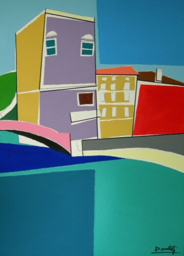 Pittura intitolato "Maisons à Venise" da Gabriele Donelli, Opera d'arte originale, Acrilico