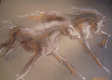 绘画 标题为“"Deux chevaux galop…” 由Claude Hardenne, 原创艺术品