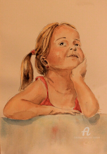 Petite jouflue Peinture intitulée "Petite jouflue" par Alain Devienne, Œuvre d'art originale, Aquarelle