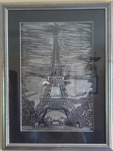 印花与版画 标题为“2000-01-Paris plume” 由Sye, 原创艺术品, 雕刻