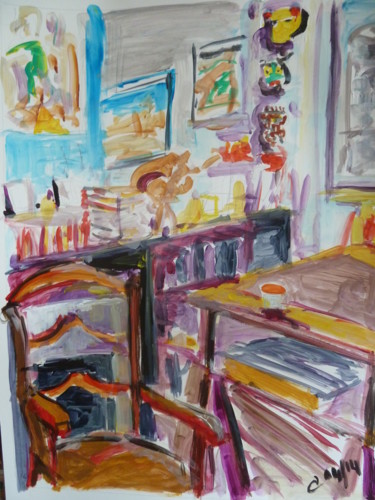 Peinture intitulée "L'atelier" par Martin Jobert, Œuvre d'art originale, Acrylique