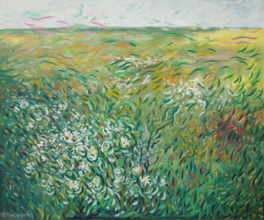 Painting titled "Green field" by Rita Pranca, Original Artwork, Oil