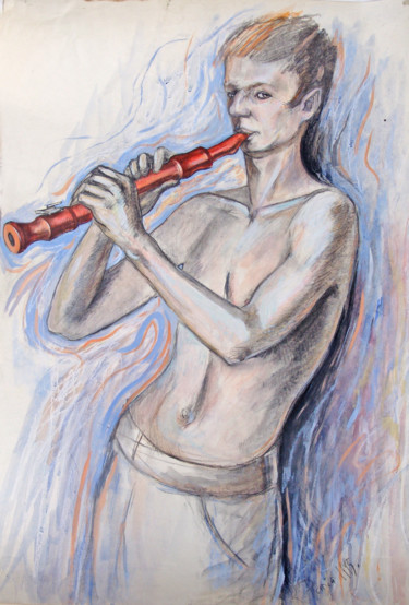 Painting titled "Study of Pan" by Rita Pranca, Original Artwork, Pastel