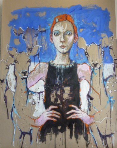 Peinture intitulée "l'espace d'une minu…" par Catherine Cornec, Œuvre d'art originale, Huile