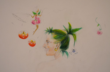 Peinture intitulée "L'autoportrait du j…" par Rosyline, Œuvre d'art originale, Aquarelle