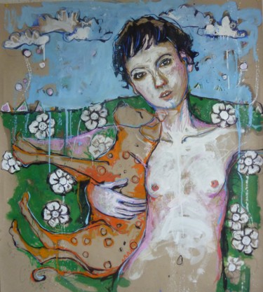 Peinture intitulée "une étoile au milie…" par Catherine Cornec, Œuvre d'art originale, Huile