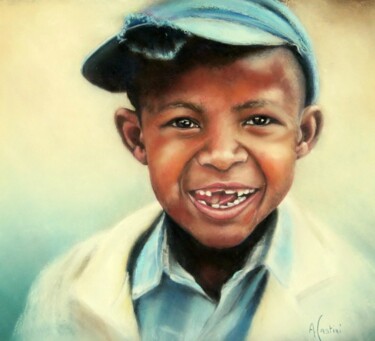 제목이 "Portrait Enfant de…"인 미술작품 Galerie Peinture  Arts De Lyon로, 원작, 파스텔 나무 들것 프레임에 장착됨