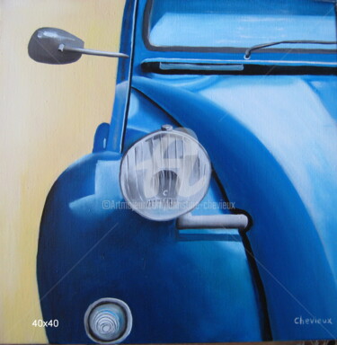 绘画 标题为“2 CV” 由Christine Chevieux, 原创艺术品, 油 安装在木质担架架上
