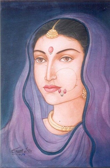 Painting titled "BEAUTY in Mauve" by Suddha Sama, Original Artwork, Watercolor