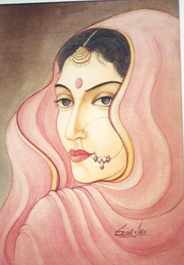 Painting titled "OUESTIONING" by Suddha Sama, Original Artwork, Watercolor