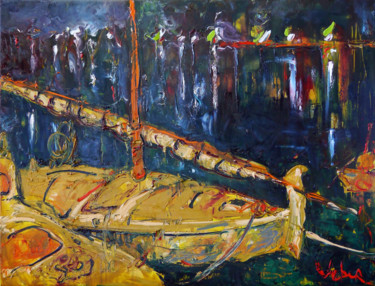 Silent Night Peinture intitulée "Silent Night" par Oksana Veber, Œuvre d'art originale, Huile Monté sur Châssis en bois