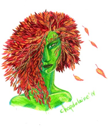 Dessin intitulée "baiser-d-autumn140.…" par Sandra Chapdelaine, Œuvre d'art originale, Stylo à bille