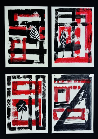 Collages intitulée "Mon jardin imaginai…" par Brigitte Mathé (MBL), Œuvre d'art originale