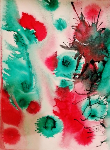 Peinture intitulée "Océan 9" par Brigitte Mathé (MBL), Œuvre d'art originale, Aquarelle