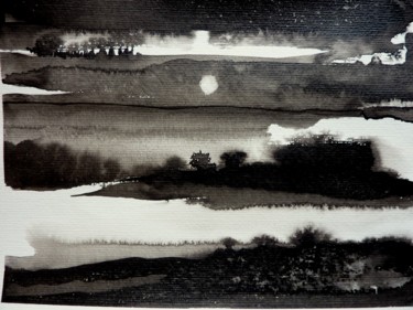 Peinture intitulée "Petite musique de n…" par Clau Redier-Clément, Œuvre d'art originale, Encre