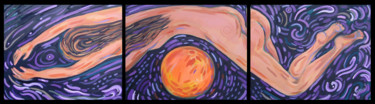 Painting titled "Flight with the moon" by Rita Pranca, Original Artwork, Acrylic