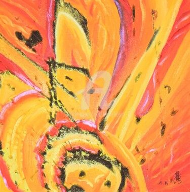 Painting titled "Lava Flower" by Jez Bb, Original Artwork, Oil