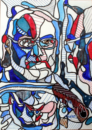 Peinture intitulée "autoportrait style…" par Rémy Nicolas Graphite, Œuvre d'art originale