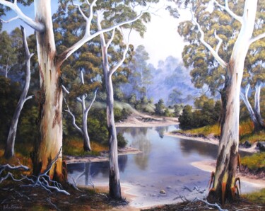 SHALLOW RIVER Painting titled "SHALLOW RIVER" by John Cocoris, Original Artwork, Oil