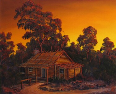 PIONEERS LOG CABIN Painting titled "PIONEERS LOG CABIN" by John Cocoris, Original Artwork, Oil