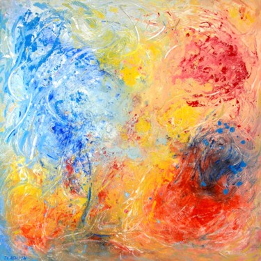 Schilderij getiteld "Interférences color…" door Jean-Claude Bemben, Origineel Kunstwerk, Olie Gemonteerd op Frame voor houte…