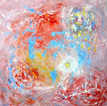 Schilderij getiteld "Dentelles turquoise…" door Jean-Claude Bemben, Origineel Kunstwerk, Olie