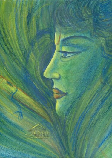 Painting titled "krishna 1" by Suddha Sama, Original Artwork, Watercolor