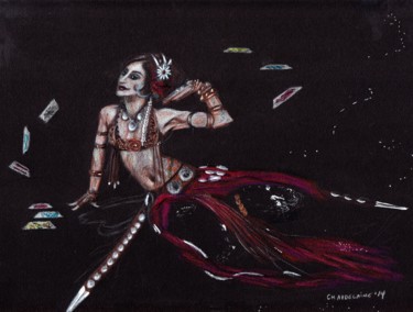 Dessin intitulée "cartomancienne.jpg" par Sandra Chapdelaine, Œuvre d'art originale, Encre