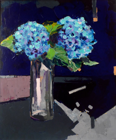 Nature morte aux hortensias bleus