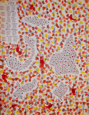 Peinture intitulée "Cameroun  Calendrie…" par Grégoire Koutsandréou, Œuvre d'art originale, Acrylique