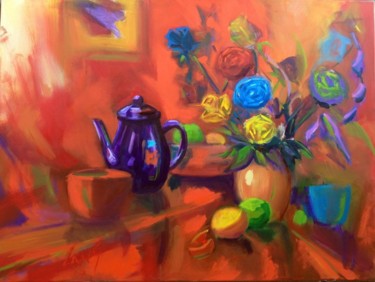 Painting titled "Red Bowl.jpg" by Peter A. Lang, Original Artwork, Oil