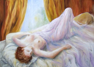 la-sieste.jpg Peinture intitulée "la-sieste.jpg" par Géraldine Streichert, Œuvre d'art originale, Huile